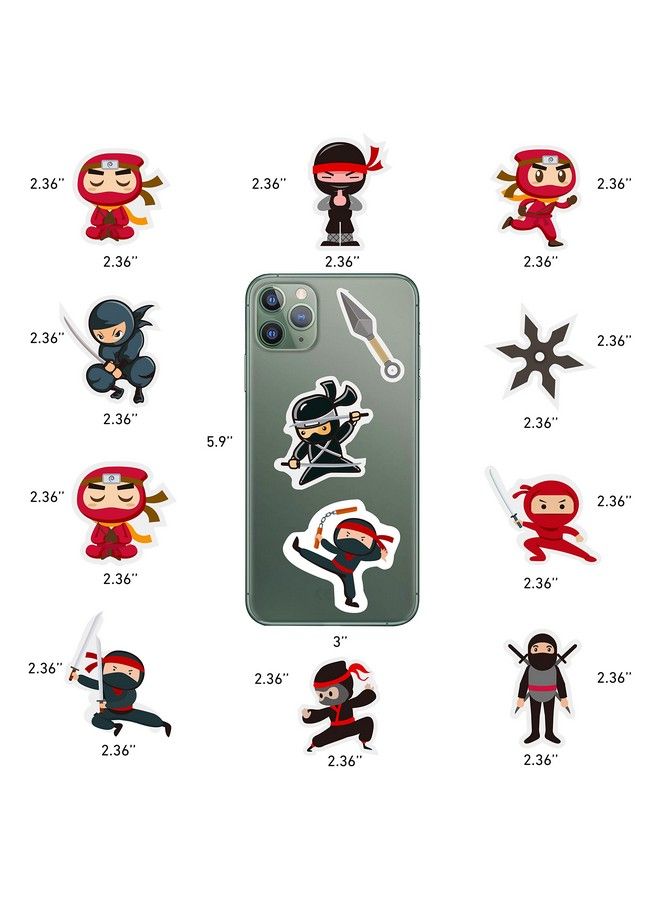Cleverplay 100 Pack Ninja Stickers For Kids Ninja Party Favors Vinyl Waterproof Stickers For Water Bottle Laptop Computer Phone - Image 5