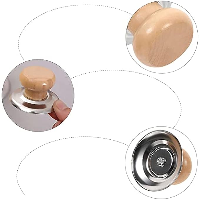 MAKINGTEC Pot Lid Knobs Easy Fit Replacement Pan Lid Knobs Universal Kitchen Cookware Lid Replacement Knobs Casserole Kettle Cover Glass Saucepan Lid Pot Holding Wooden Handle4Pcs - Image 3