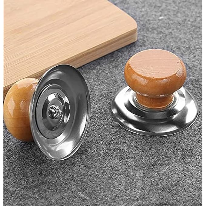 MAKINGTEC Pot Lid Knobs Easy Fit Replacement Pan Lid Knobs Universal Kitchen Cookware Lid Replacement Knobs Casserole Kettle Cover Glass Saucepan Lid Pot Holding Wooden Handle4Pcs - Image 4