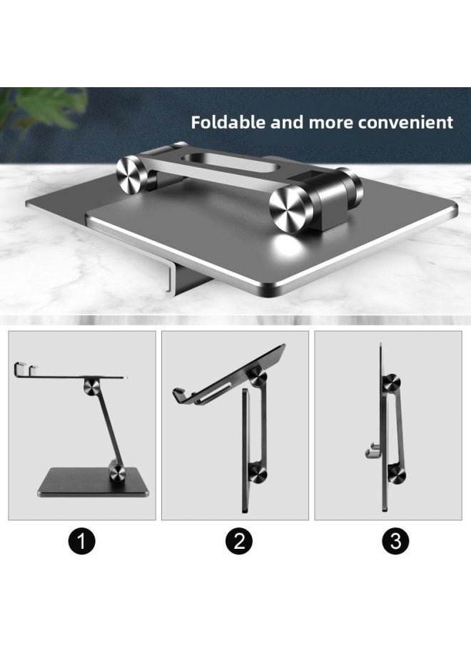 Generic - Pad Bracket Lazy Desktop Tablet PC Chicken Eating Rack Folding Portable Online Class Live Mobile Phone Bracket-Color:Aluminum Alloy-gray - Image 1