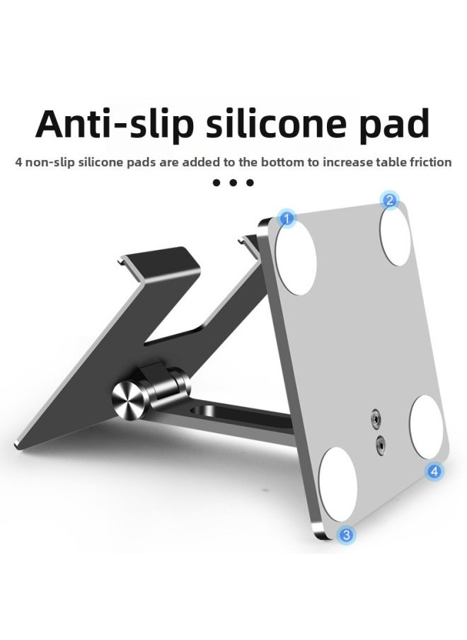 Generic - Pad Bracket Lazy Desktop Tablet PC Chicken Eating Rack Folding Portable Online Class Live Mobile Phone Bracket-Color:Aluminum Alloy-gray - Image 1