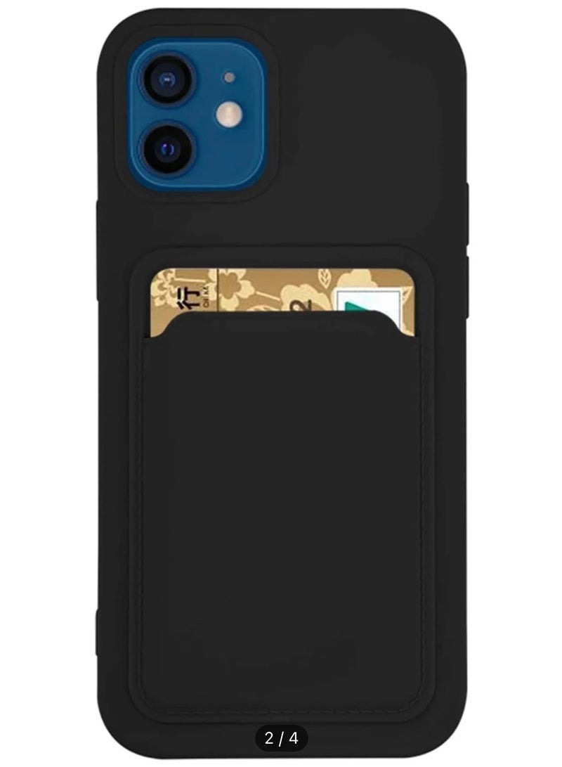 حافظة هاتف آيفون 15 برو ماكس باللون الأسود مع حامل البطاقة - Image 2