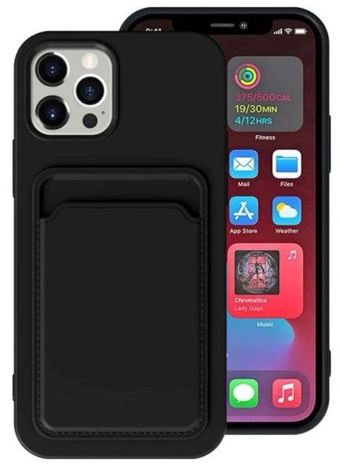 Iphone 15 Pro Max Black Phone Case With Card Holder
