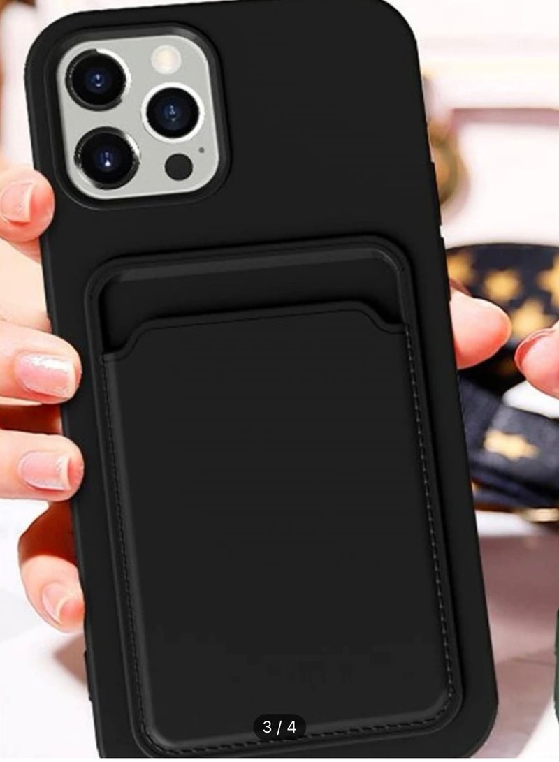 حافظة هاتف آيفون 15 برو ماكس باللون الأسود مع حامل البطاقة - Image 3