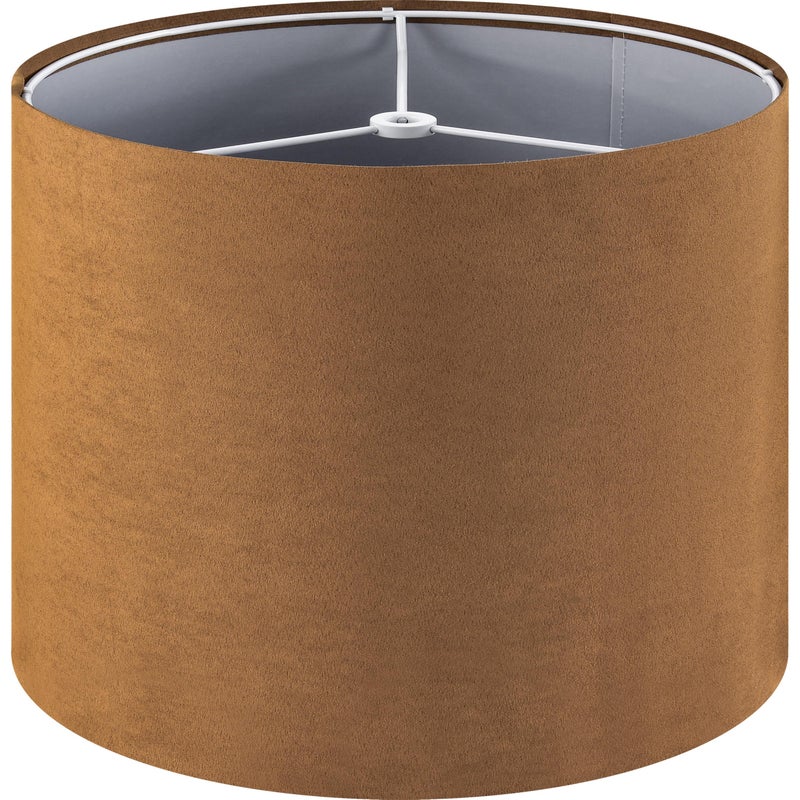 GO&SO GOSO Drum Lamp Shades for Table Lamps Medium-Brown Faux Fabric Velveteen Chamois Leather Lampshades -Floor Lamp-13" Top x13" Bottom x 10" High (Spider) Rustic Vintage Shade Required Assembly 1Pack - Image 1