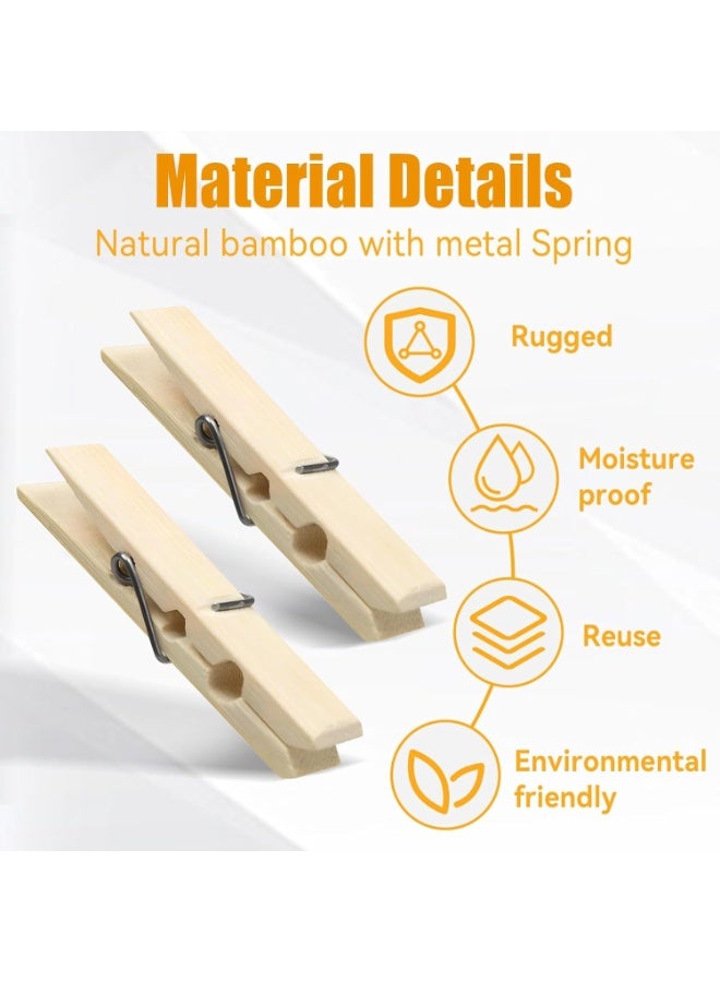 لوكاداه مشابك غسيل خشبية من الخيزران - مشابك غسيل متينة وملونة، سعة 2 رطل، مشابك غسيل متعددة الأغراض للتجفيف بالهواء، وحبال الغسيل، والحرف اليدوية، ومشابك الرقائق، والمطبخ، وتنظيم المنزل، ومشاريع "اصنعها بنفسك" - 20 قطعة - Image 4