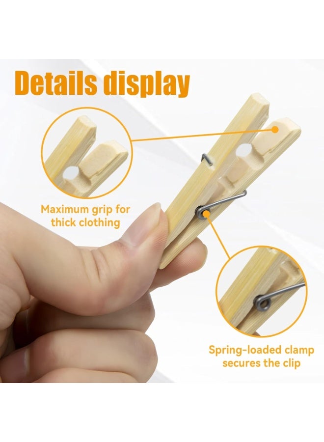 لوكاداه مشابك غسيل خشبية من الخيزران - مشابك غسيل متينة وملونة، سعة 2 رطل، مشابك غسيل متعددة الأغراض للتجفيف بالهواء، وحبال الغسيل، والحرف اليدوية، ومشابك الرقائق، والمطبخ، وتنظيم المنزل، ومشاريع "اصنعها بنفسك" - 20 قطعة - Image 5