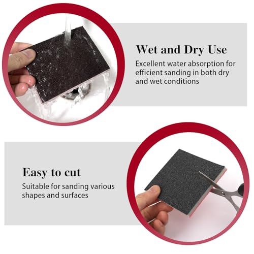 Mkobon 27 Pcs Sanding Sponge Pads, 120-3000 Grit Sandpaper Assortment, Wet Dry Washable Foam Sanding Block, Abrasive Sand Paper for Hand Sanders, Wood, Metal, Auto, Drywall, Furniture Polishing - Image 5