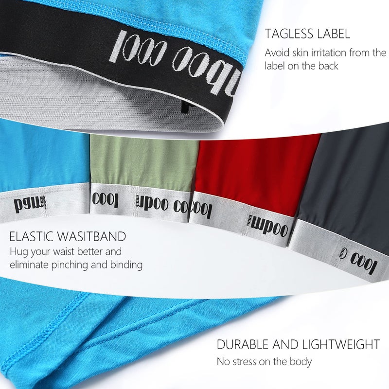 BAMBOO COOL Men's Ultra Breathable Underwear,No Riding Up Boxer Briefs with ComfortFlexible Waistband,Multipack - Image 4