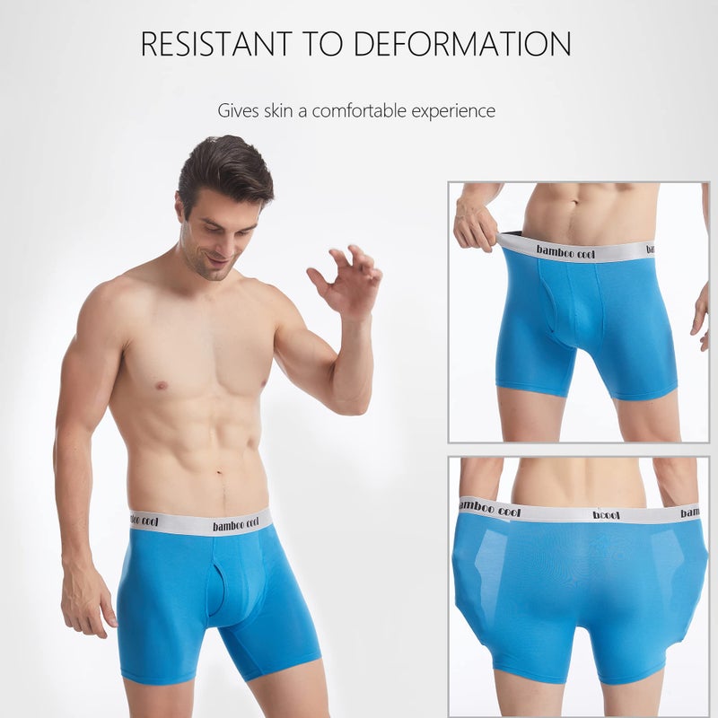 BAMBOO COOL Men's Ultra Breathable Underwear,No Riding Up Boxer Briefs with ComfortFlexible Waistband,Multipack - Image 5