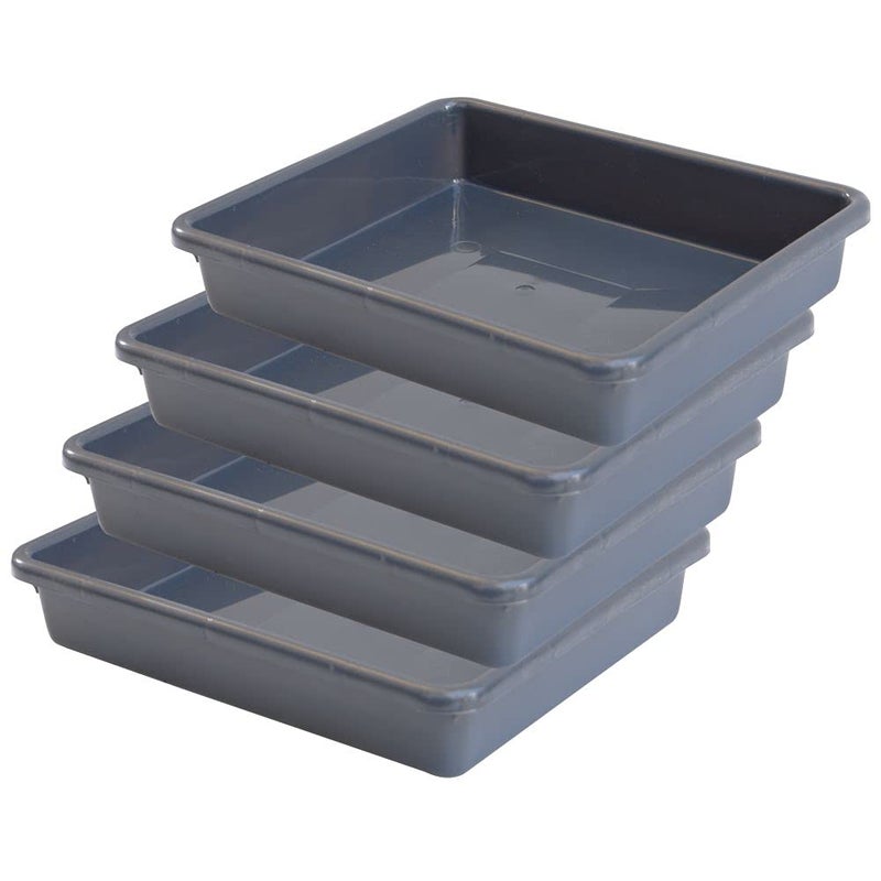 Morvi Exel Small Plastic Tray for Home/Kitchen/Office, Set of 4, 2 LTR, Grey Color, Made in India - Image 1