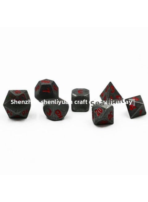 Table Game Color Metal Multi-faceted Dice Seven Sets Of Leisure And Entertainment Running Group Game Dice Suit-Color:10