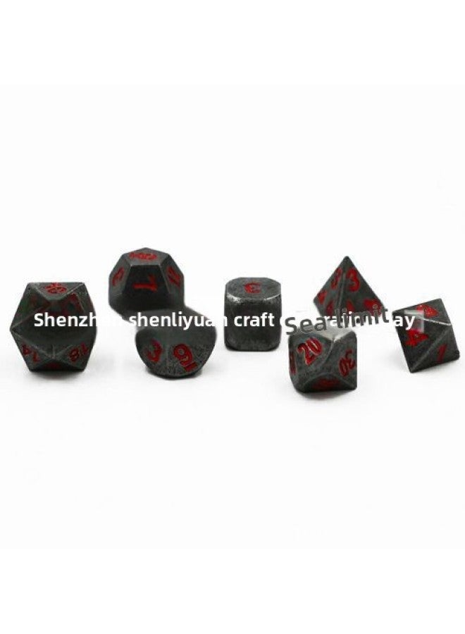 Table Game Color Metal Multi-faceted Dice Seven Sets Of Leisure And Entertainment Running Group Game Dice Suit-Color:10