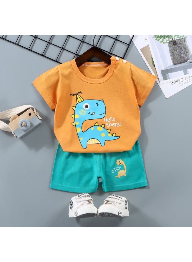 Children's Short-sleeved Suit Pure Cotton Boy's T-shirt Baby Summer Kidsren's Clothing Girl's Shorts Baby Clothes Summer Clothing