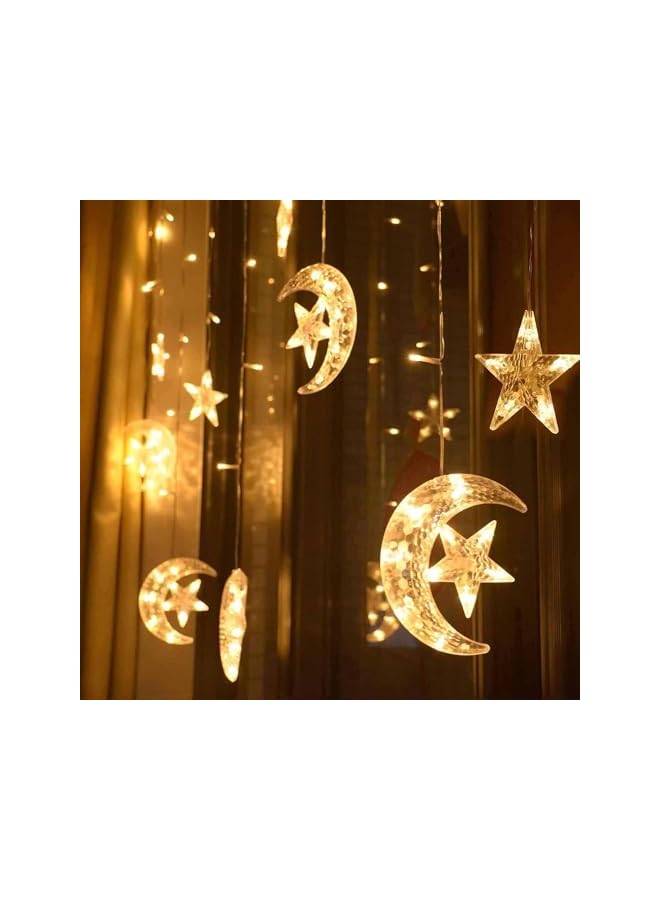 The Bros 3.5M/11.9Inch 126LED Ramadan String Lights, Star Moon Lights Ramadan Decorations for Home,Fairy Lights with USB or Battery Powered,Star Moon Curtain Lights for Window Fireplace Garden - Image 4
