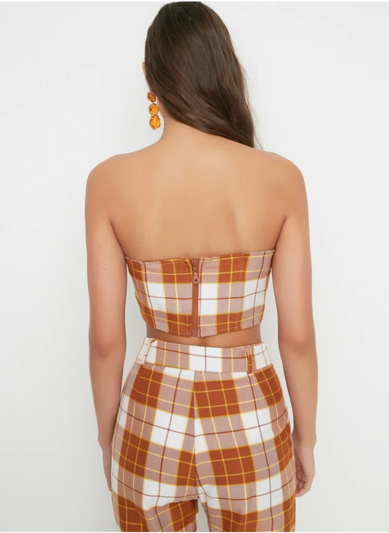 trendyol Bandeau Checked Crop Top