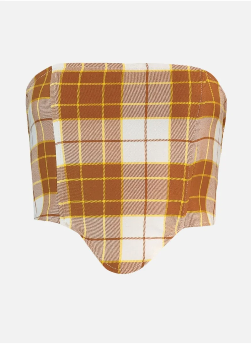 trendyol Bandeau Checked Crop Top