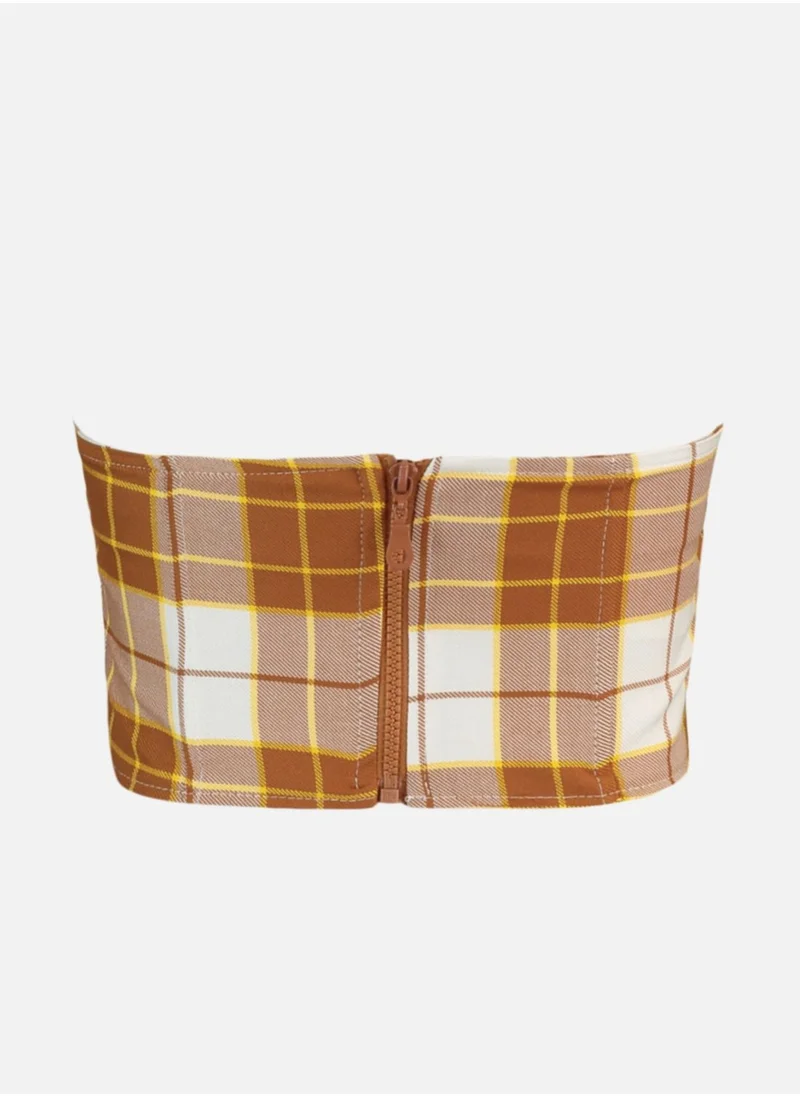 trendyol Bandeau Checked Crop Top