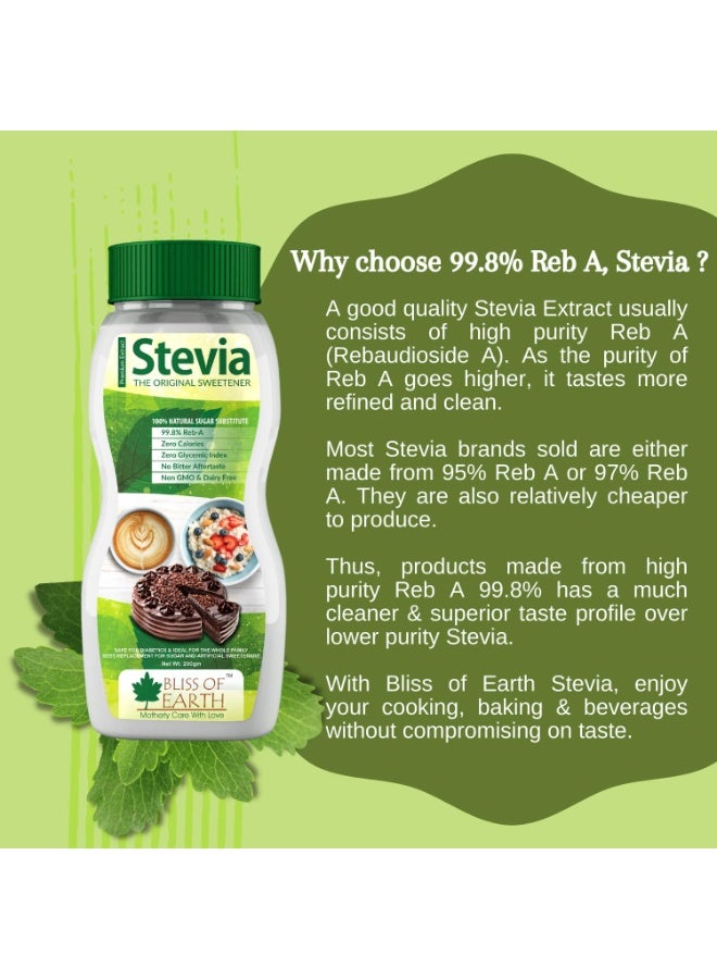 BLISS OF EARTH 99.8% REB A Purity Stevia Powder for Diabetic Natural and Sugarfree Zero Calorie Keto Sweetener 3X200GM - Image 3