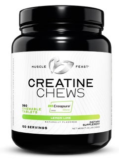 Muscle Feast Muscle Feast Vegan Creatine Monohydrate, Gluten-Free Creapure Candy, Lemon Lime, 360 Tabs  - Image 1