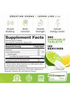 Muscle Feast Muscle Feast Vegan Creatine Monohydrate, Gluten-Free Creapure Candy, Lemon Lime, 360 Tabs  - Image 4