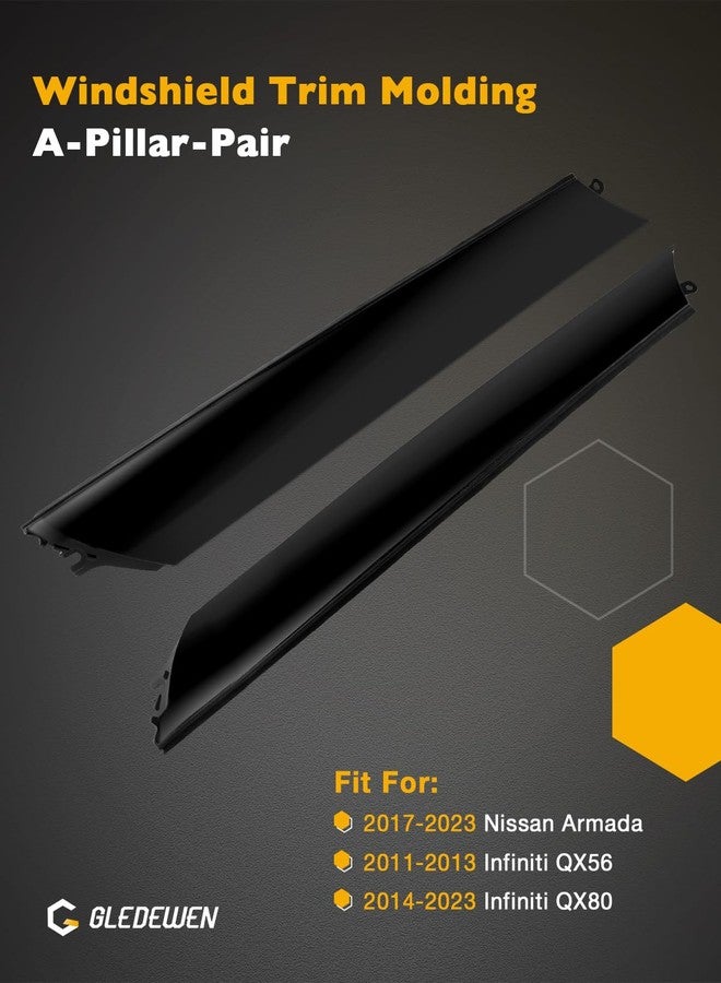 Gledewen Windshield Trim Molding A-Pillar, Front pair - Image 2