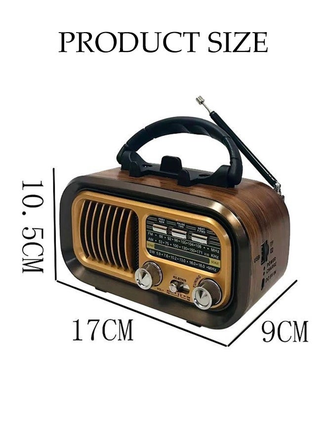 DUNISO Radio Speaker，Small Retro Vintage Radio with Bluetooth，Portable Transistor Radio AM FM SW，Best Sound,Excellent Reception，Support TF Card USB MP3 Player,USB or Solar Charging - Image 2