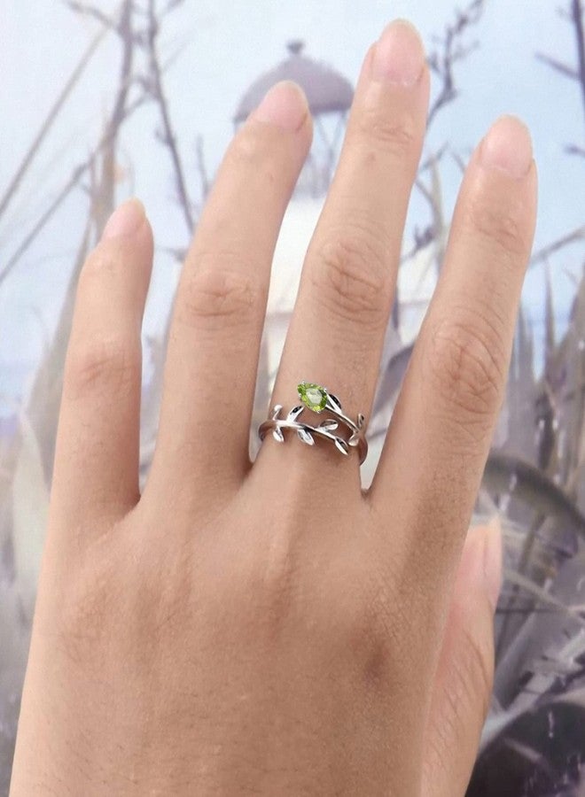 PRAYMOS Peridot Ring 925 Sterling Silver August Birthstone Rings for Women - Image 4