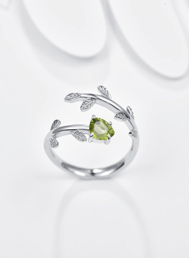 PRAYMOS Peridot Ring 925 Sterling Silver August Birthstone Rings for Women - Image 2