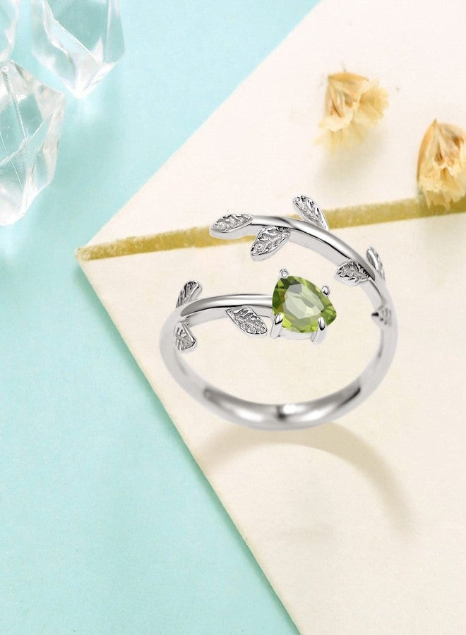 PRAYMOS Peridot Ring 925 Sterling Silver August Birthstone Rings for Women - Image 3
