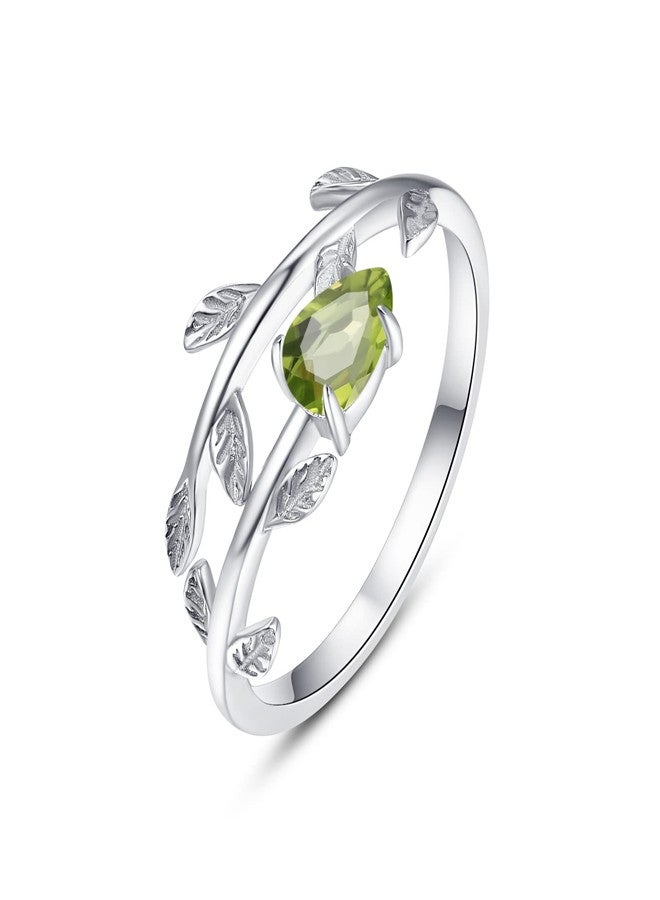 PRAYMOS Peridot Ring 925 Sterling Silver August Birthstone Rings for Women - Image 1