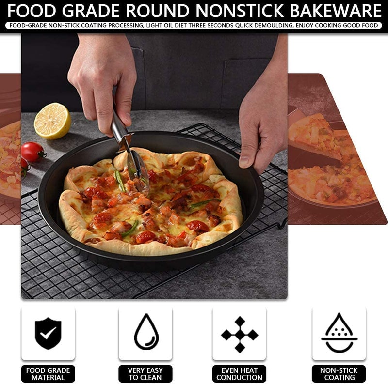 BAKING SET BAKING SET 3Pcs Carbon Steel Pizza Tray for Microwave Oven Non Stick Baking Pizza Pan - Set of 3 - Black - (20 cm - 23 cm - 25 cm) - Image 3