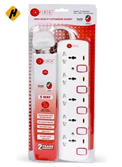 HuHa "5-Way Universal Power Strip – 3M Cable, 5 Outlets, and Surge Protection"  - Image 1
