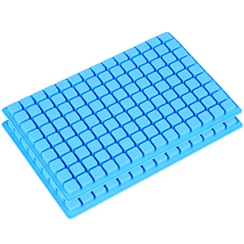 Emoly Silicone Candy Molds, 2 Pack 126-Cavity Mini Square Chocolate Molds for Gummy Jelly Truffles Pralines Caramels, Ice Cube Tray Molds (Blue) - Image 1