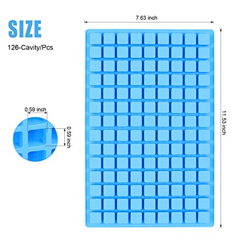 Emoly Silicone Candy Molds, 2 Pack 126-Cavity Mini Square Chocolate Molds for Gummy Jelly Truffles Pralines Caramels, Ice Cube Tray Molds (Blue) - Image 2