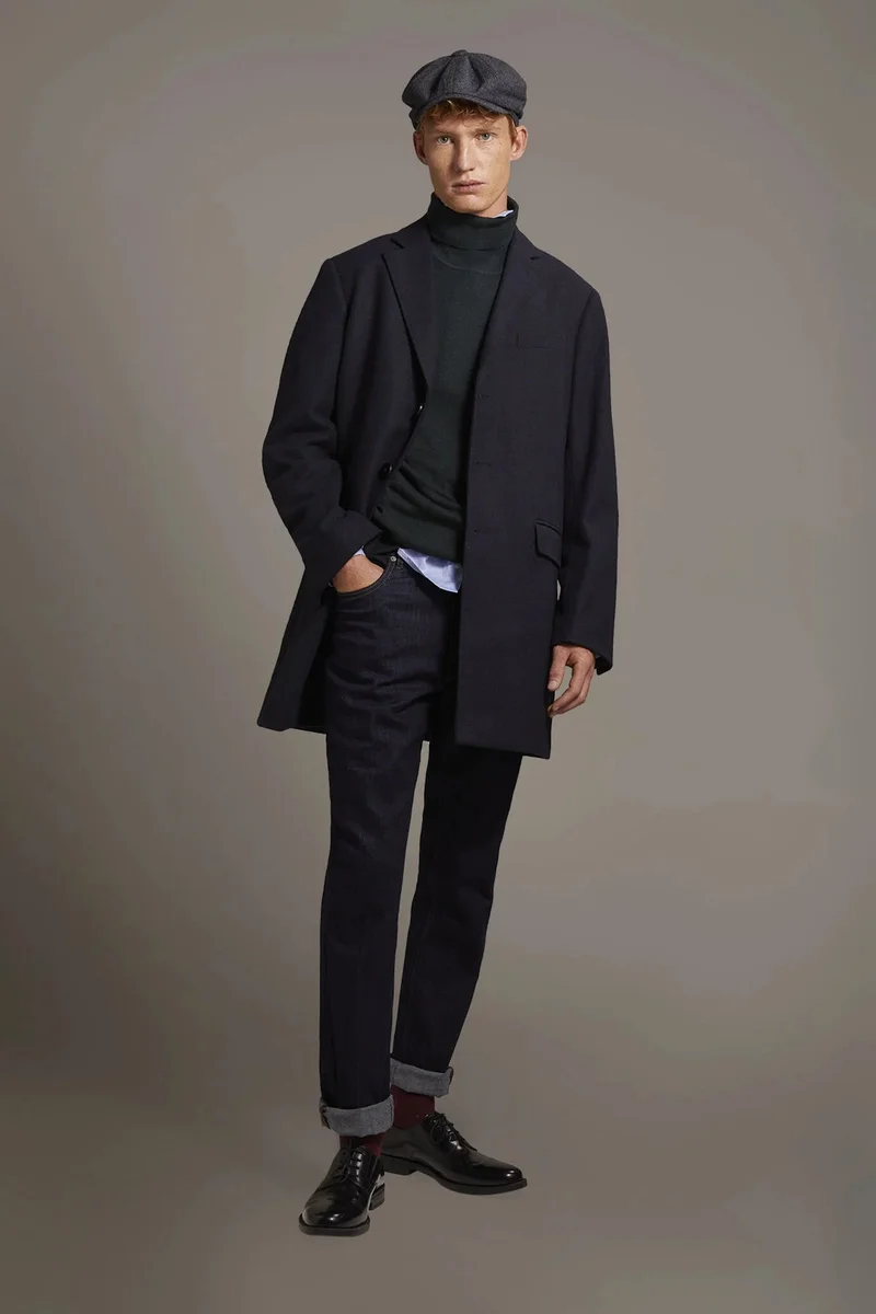 Doppelganger Blue Classic single-breasted coat wool blend - Blue for Men | Best Price UAE