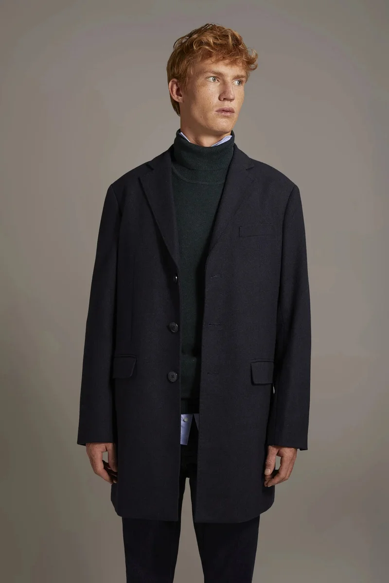 Doppelganger Blue Classic single-breasted coat wool blend - Blue for Men | Best Price UAE