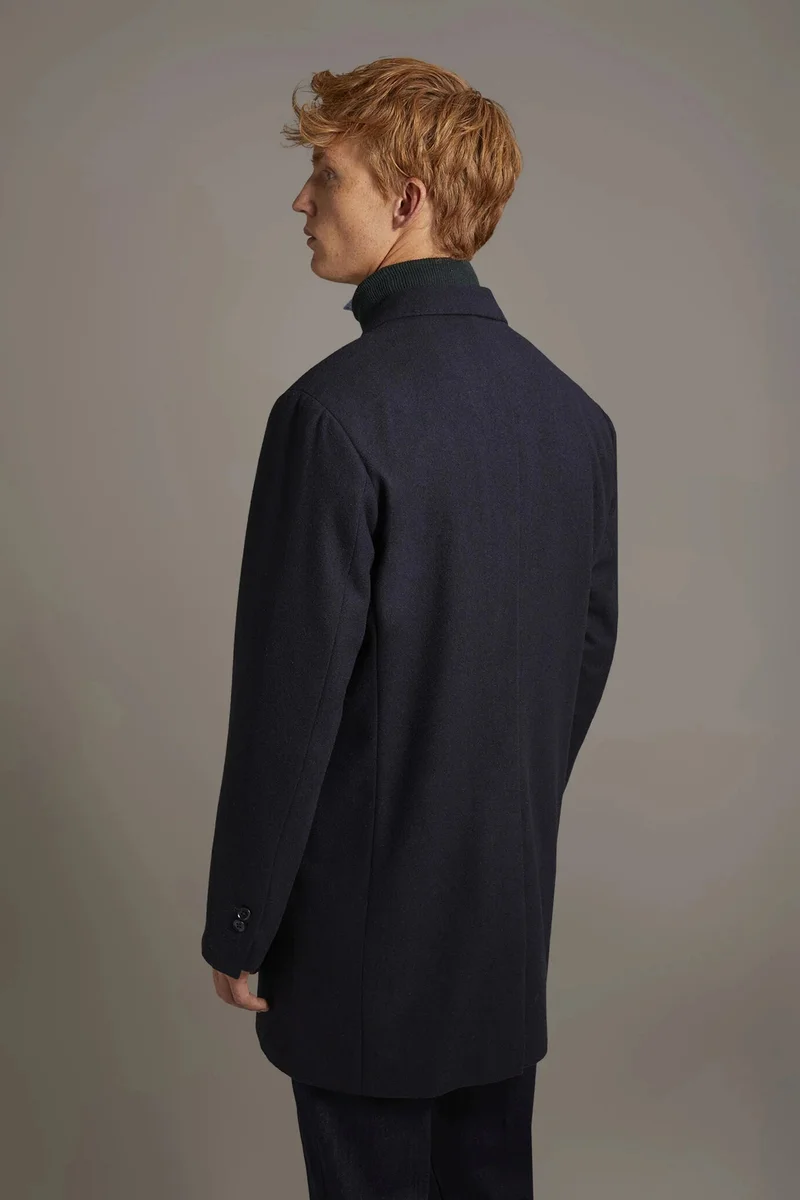 Doppelganger Blue Classic single-breasted coat wool blend - Blue for Men | Best Price UAE