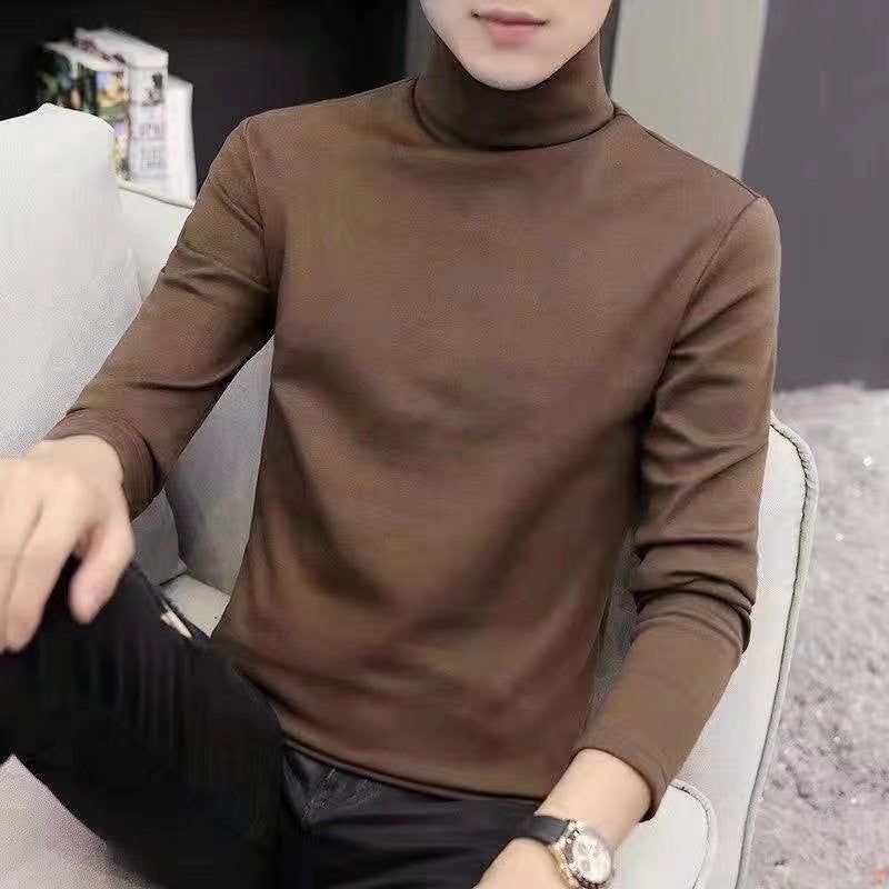 Double-Sided Velvet Base Shirt Men'S Half-High Collar Long-Sleeved T-Shirt Men'S Fleece-Lined Thickened Inner Wear Constant Temperature Thickened Warm - Image 5