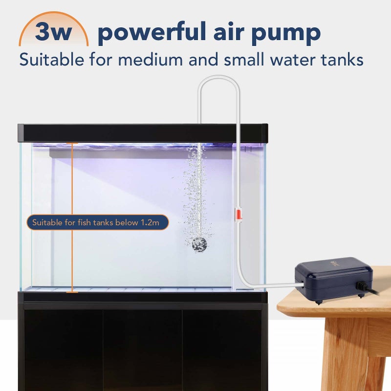 hygger Aquarium Air Pump, Adjustable Oxygen Pump, Silent Powerful Aerator Pump 2W/3W/4.5W/6W/ 1 Air Outlets Ultra for Up to 50 Gallon Tank (3W) with Accessories - Image 5