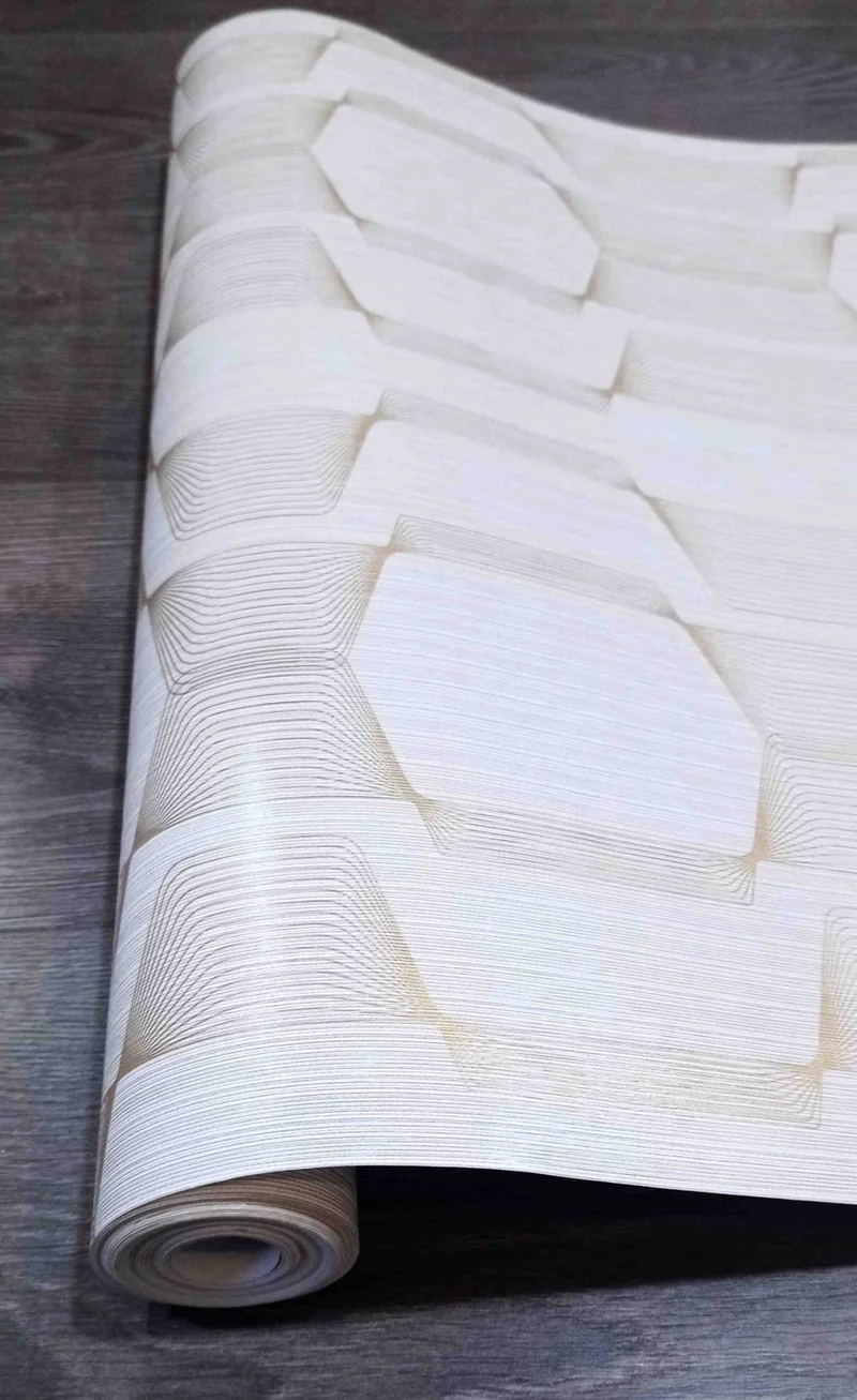 جولدن Three-Dimensional Geometric Patterned Wallpaper 53 cm Wide 10 Meters Long
