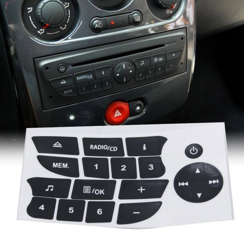 Audio Button Repair Stickers - Black Overlay With White Font, Reduced Lighting Penetration, Firm Edge Adhesion for Radio Control Panel Repair - Image 2