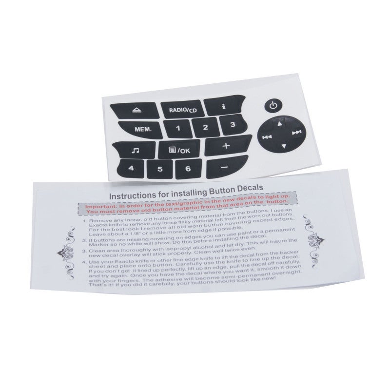 Audio Button Repair Stickers - Black Overlay With White Font, Reduced Lighting Penetration, Firm Edge Adhesion for Radio Control Panel Repair - Image 3