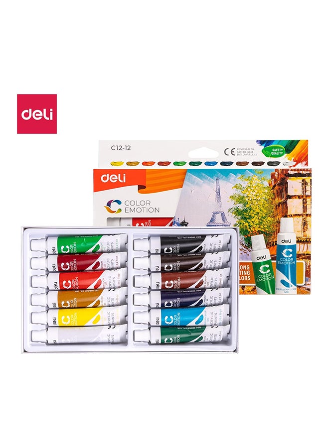Deli Acrylic Colors 12 Colors 12Ml/Tube Asst. C12-12