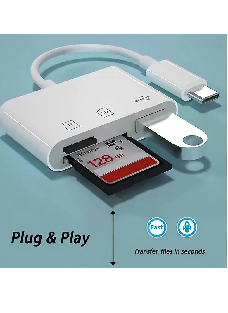 PAMEER - 3-in-1 USB C To Micro SD Card Reader, SD TF Memory Card Reader Adapter Compatible with iPad Pro, MacBook Pro/Air, Chromebook, USB Camera Card Reader Adapter For Samsung, Google Pixel with OTG Adapter - Image 1