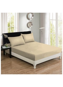 DANUBE HOME Solace 3Piece Super King Duvet Cover Set 100% Cotton 300 Thead Count Quilt Cover And 2 Pillow Cases Comfortable Bedding Set 300 Thread Count For Double Bed Size L 270 X W 220 cm Beige  - Image 1