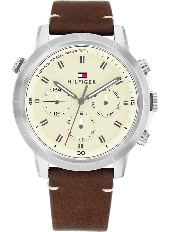 TOMMY HILFIGER Men's White Dial Analog Quartz Watch 46 mm -  1792102 