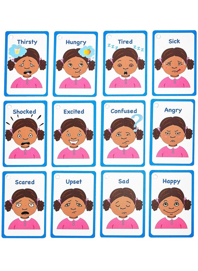 Amonev My Feelings and Emotion Girls Flash Cards for Visual aid Special Ed, Speech Delay Non Verbal Children and Adults with Autism, Special Needs ASD ADHD (Black Girl)  - Image 2
