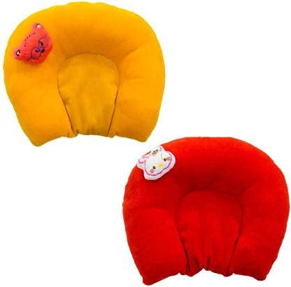 Chinmay Kids New Born Baby Soft Head Pillow with Mustard Seed, 0-3 Years Age Group, Pack of 2 (Red- Yellow) - Image 1