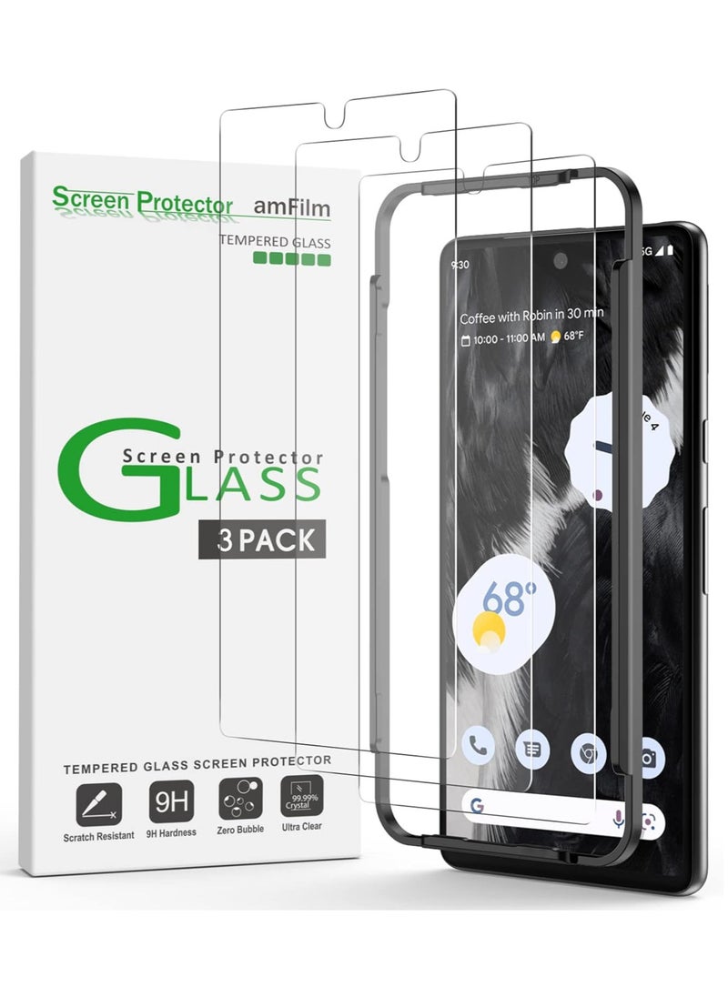 Amfilm amFilm Screen Protector Compatible with Google Pixel 7 6.3" Tempered Glass, 0.26mm Thickness HD Clear, Anti-Scratch Bubbles-Free, Tempered Glass, 3 Pack  - Image 1